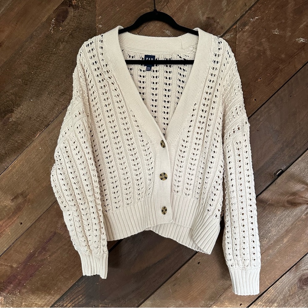 Cream Button-Up Women Sweater